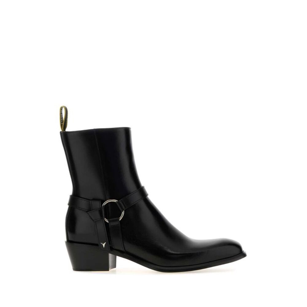Fendi Men Black Leather Ankle Boots